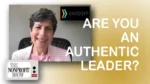 Smiling woman on a video call; Davidoff logo in top-right; bold white text reads 'ARE YOU AN AUTHENTIC LEADER?' on a yellow gradient background; The Nonprofit Show badge in the bottom-left.