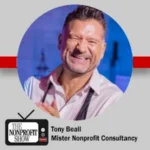 Portrait of Tony Beall (Mister Nonprofit Consultancy) smiling in a circular image, with The Nonprofit Show logo beneath.
