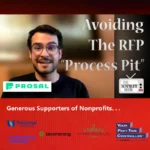 Video thumbnail showing a man speaking, with the title “Avoiding The RFP ‘Process Pit’” and sponsor logos (Pros al, The Nonprofit Show).