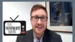 Man in a blazer speaks to camera during a video call, with a 'The Nonprofit Show' logo overlay on the left.